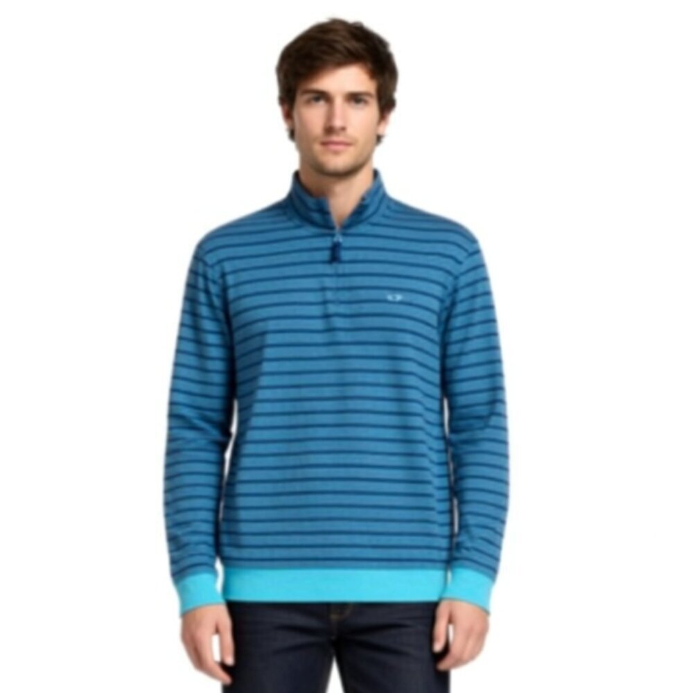 Vineyard Vines Saltwater 1/4-zip Pullover Sweater size XL 100% Fima Cotton (F15)